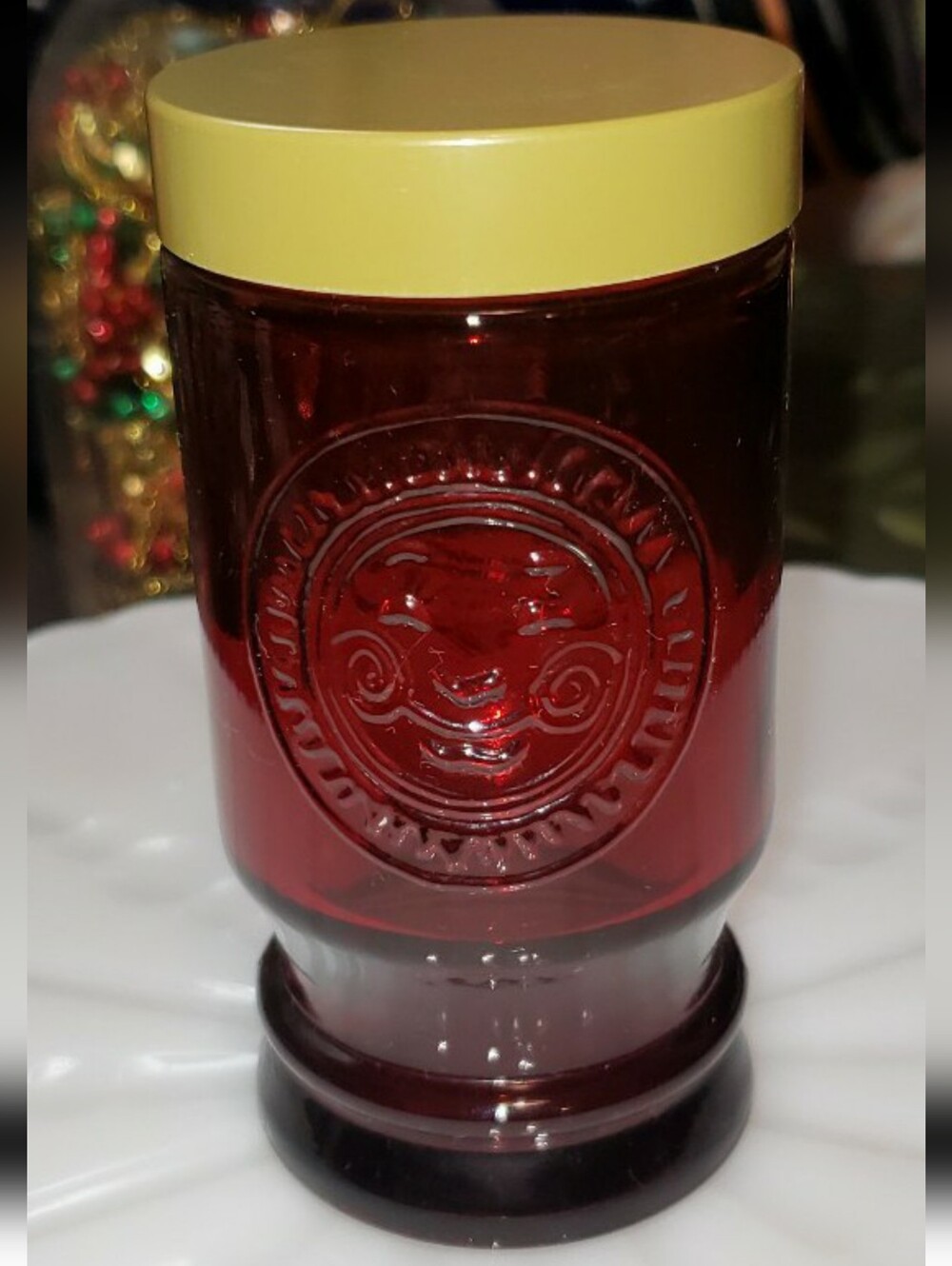 Vintage Ruby Red Wheaton Jar With Screw Top Lid